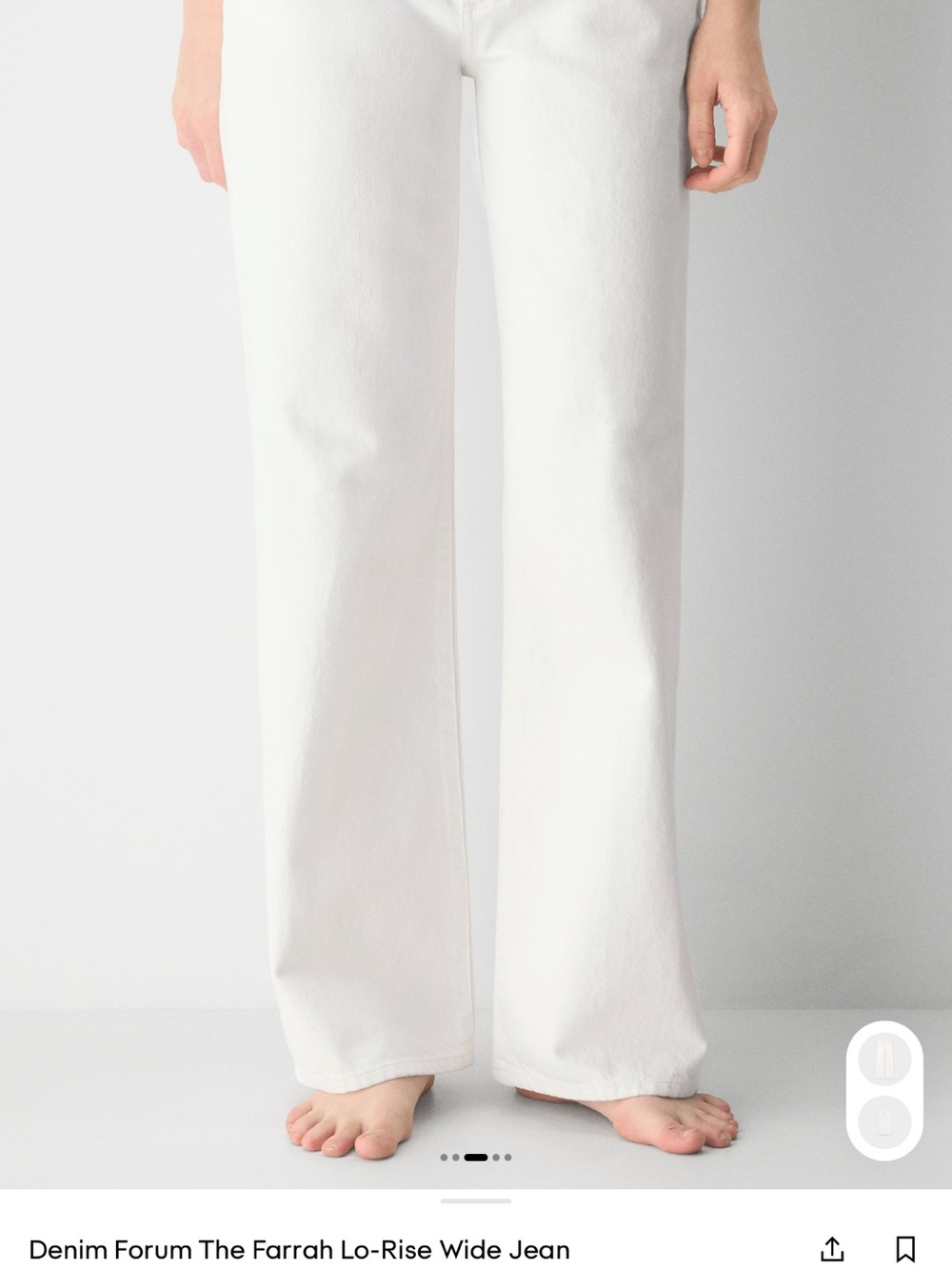 Denim Forum White Low-Rise Wide Jeans